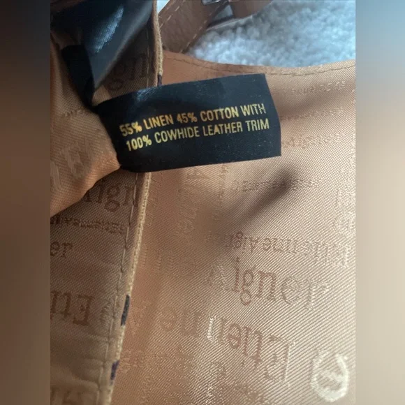 Etienne Aigner Linen & Leather Trim Shoulder Bag - Picture 12 of 12